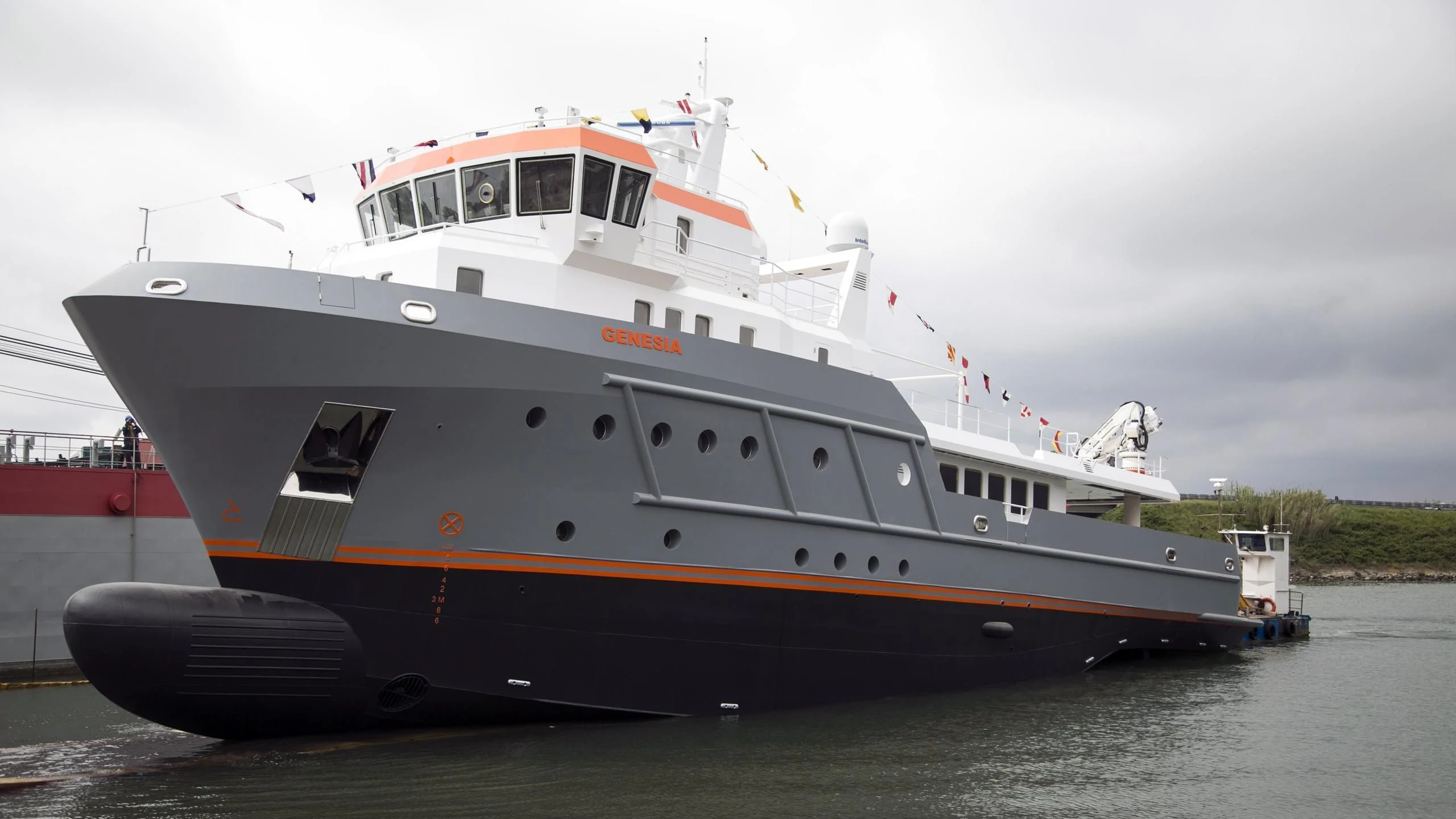 a boat on the water aboard GENESIA Yacht for Sale
