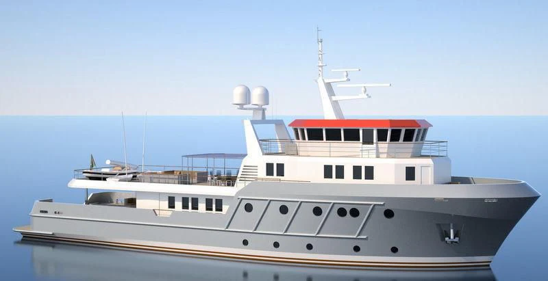 a white yacht in the water aboard GENESIA Yacht for Sale