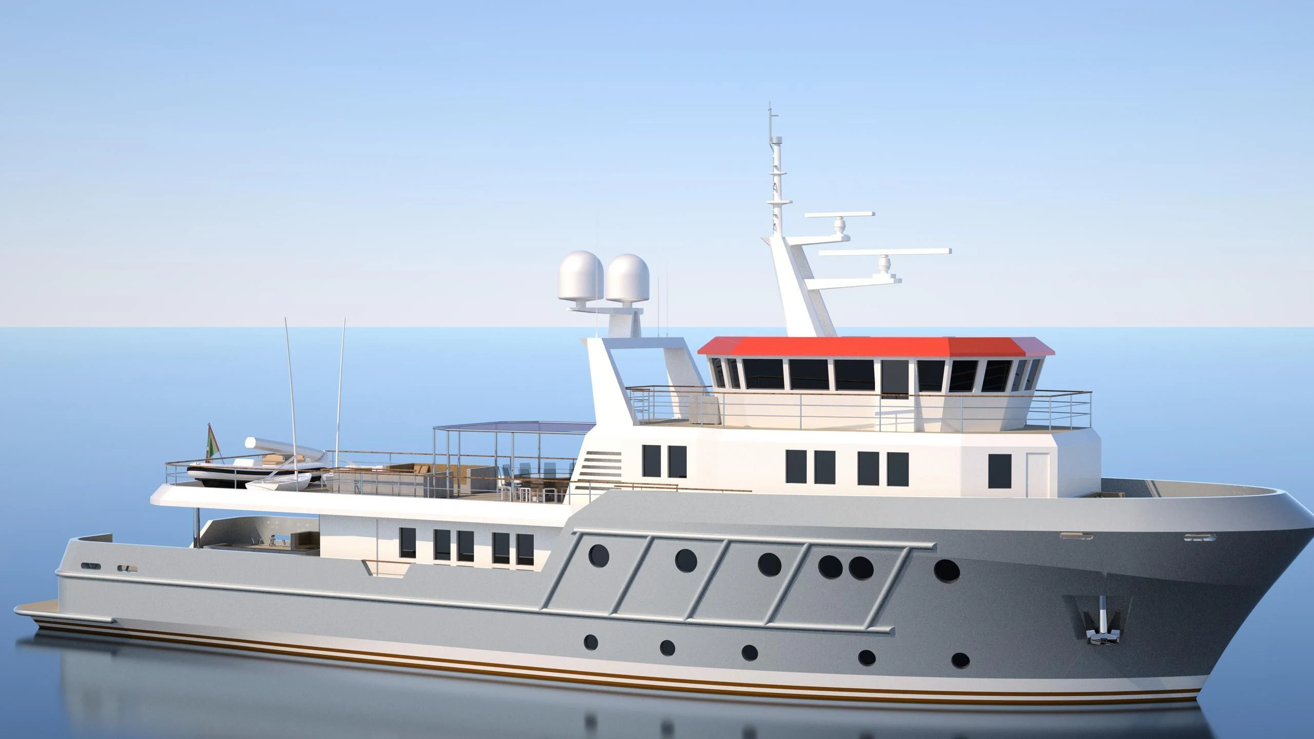 a white yacht in the water aboard GENESIA Yacht for Sale