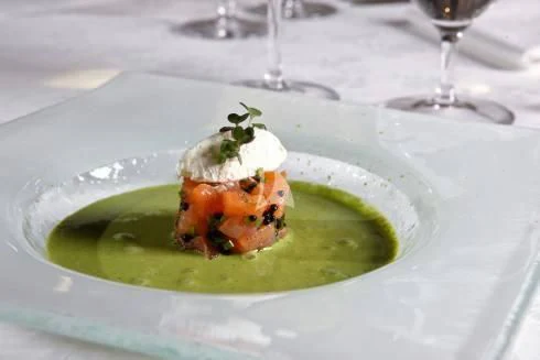 a plate of food aboard ALTHEA Yacht for Sale