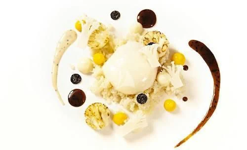 a plate of food aboard ALTHEA Yacht for Sale