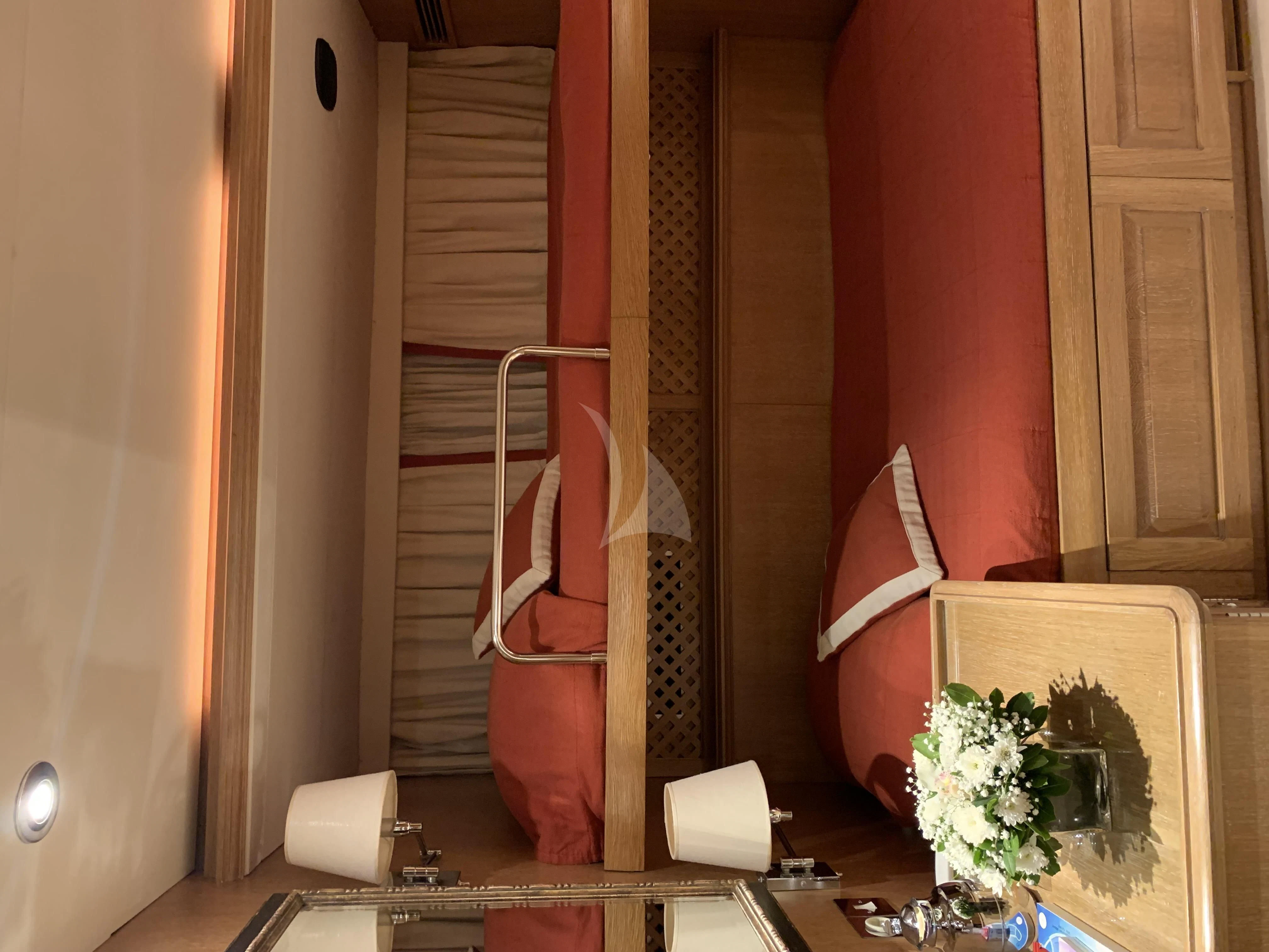 a cat stuck in a window aboard ALTHEA Yacht for Sale