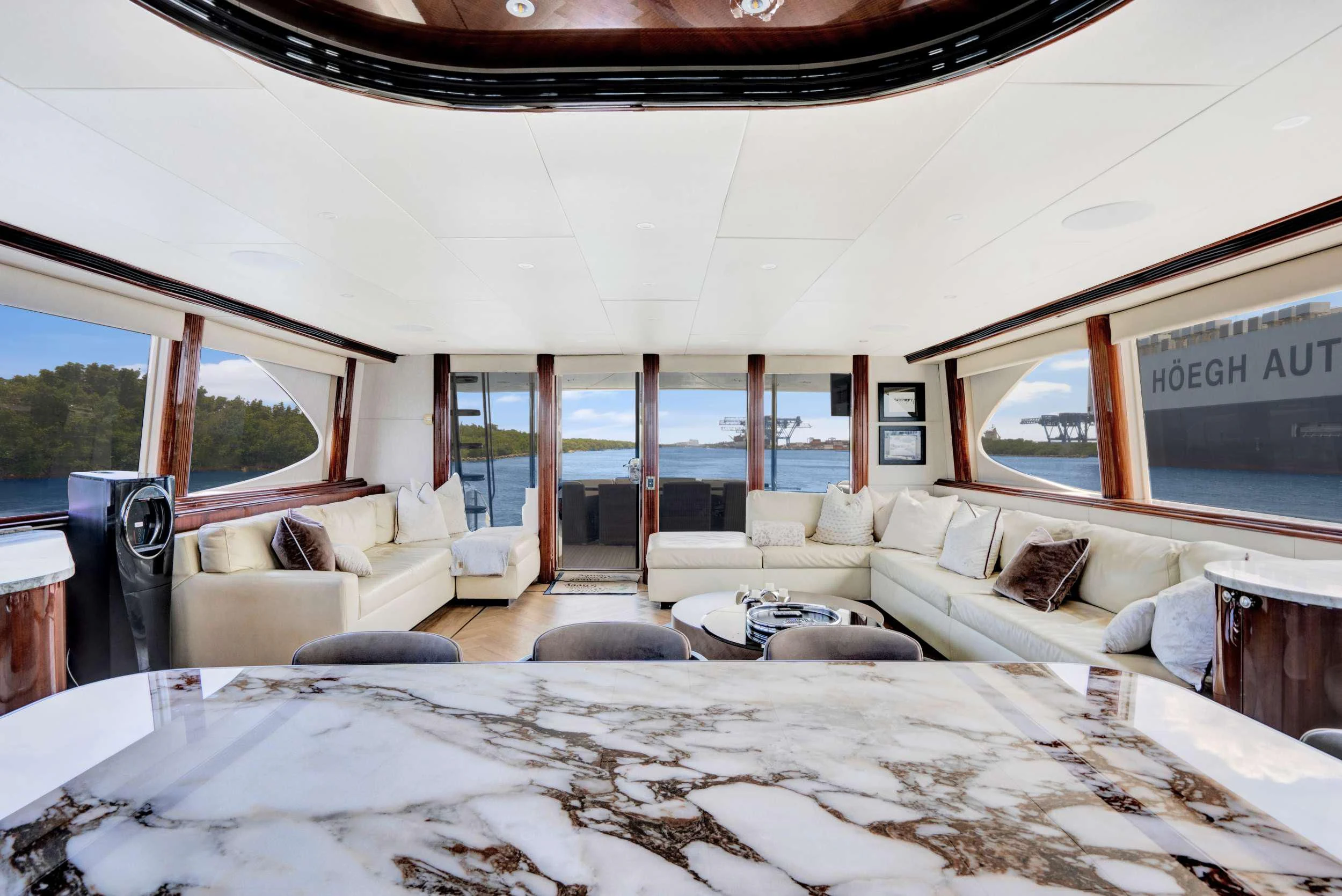 a large bedroom with a large bed aboard TRANQUILITY IV Yacht for Sale