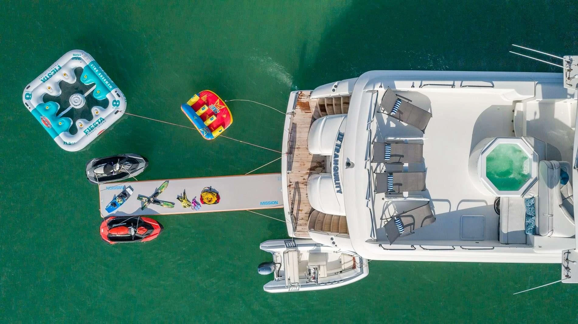a helicopter with a person in the cockpit aboard TRANQUILITY IV Yacht for Sale