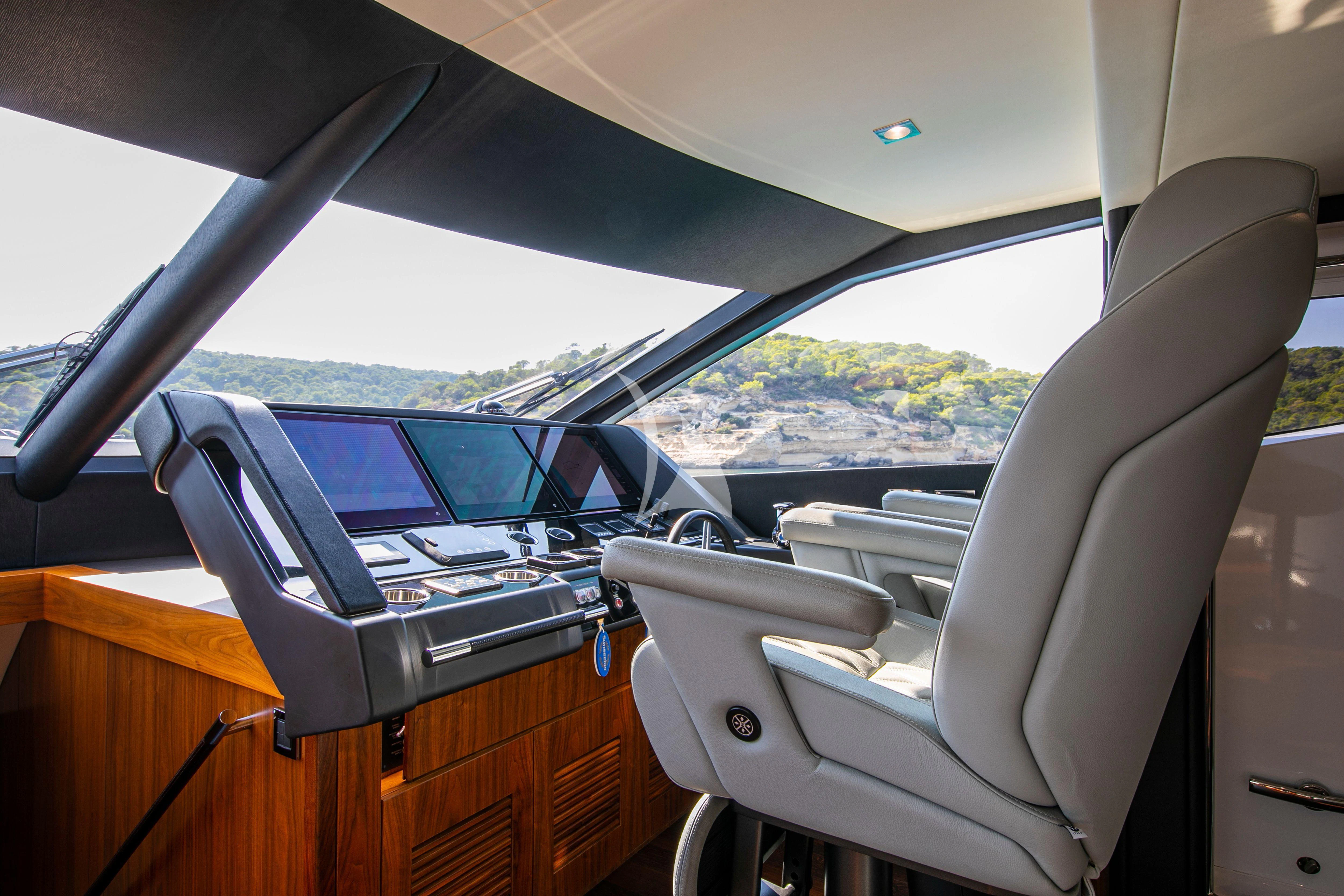 the inside of a car aboard RUSH X Yacht for Sale