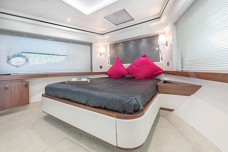 a bed in a room aboard RUSH X Yacht for Sale