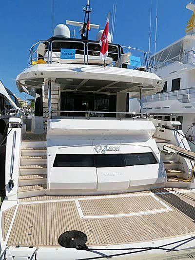 a boat on a dock aboard RUSH X Yacht for Sale