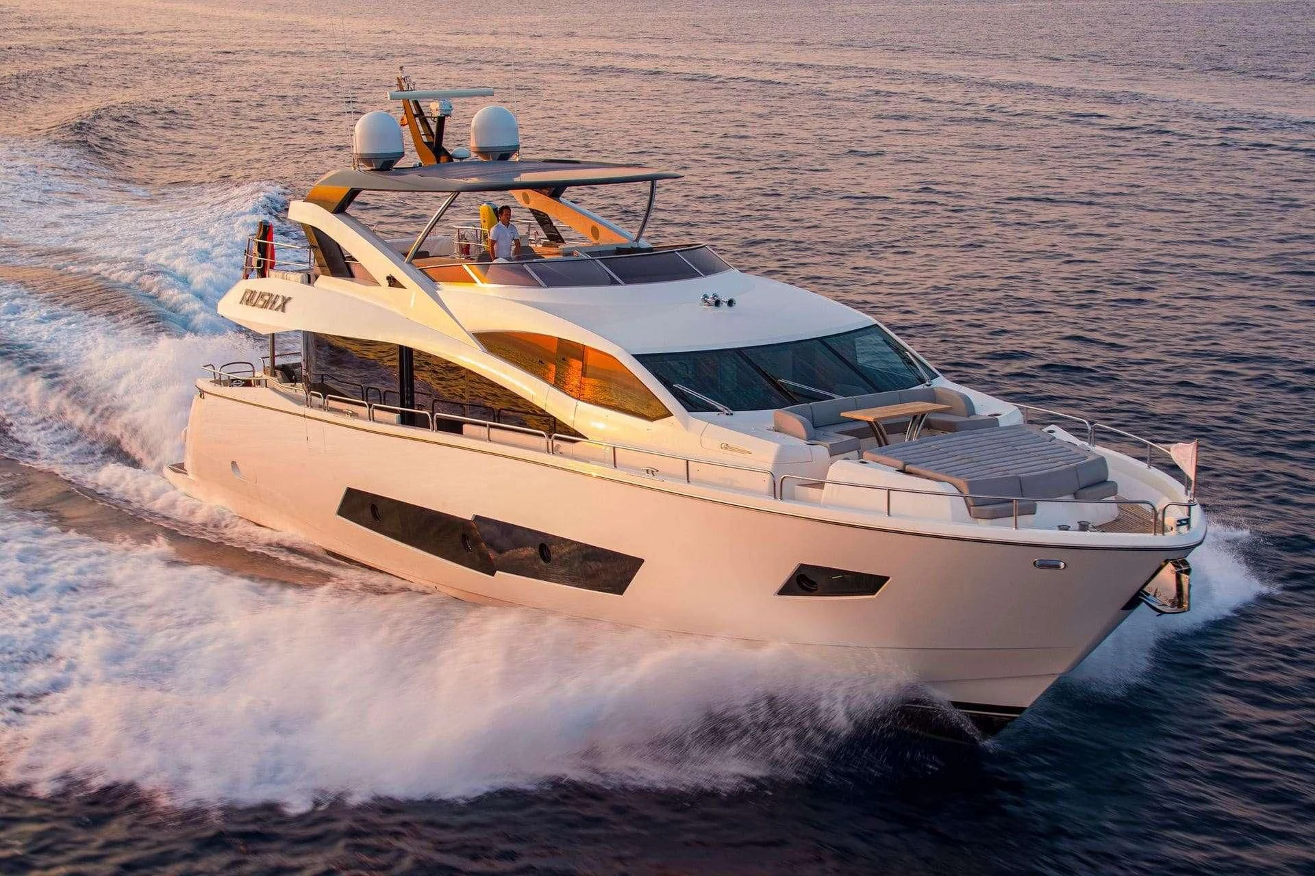 a boat on the water aboard RUSH X Yacht for Sale