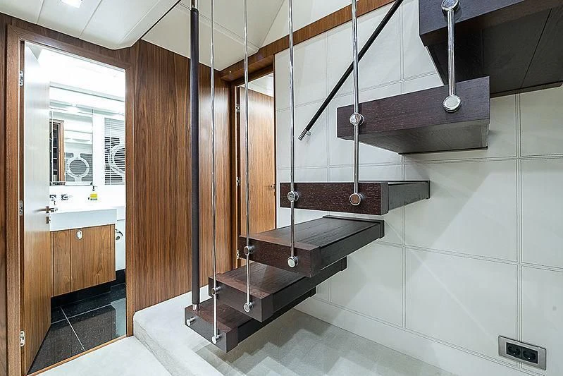 a large metal object on a wall aboard RUSH X Yacht for Sale