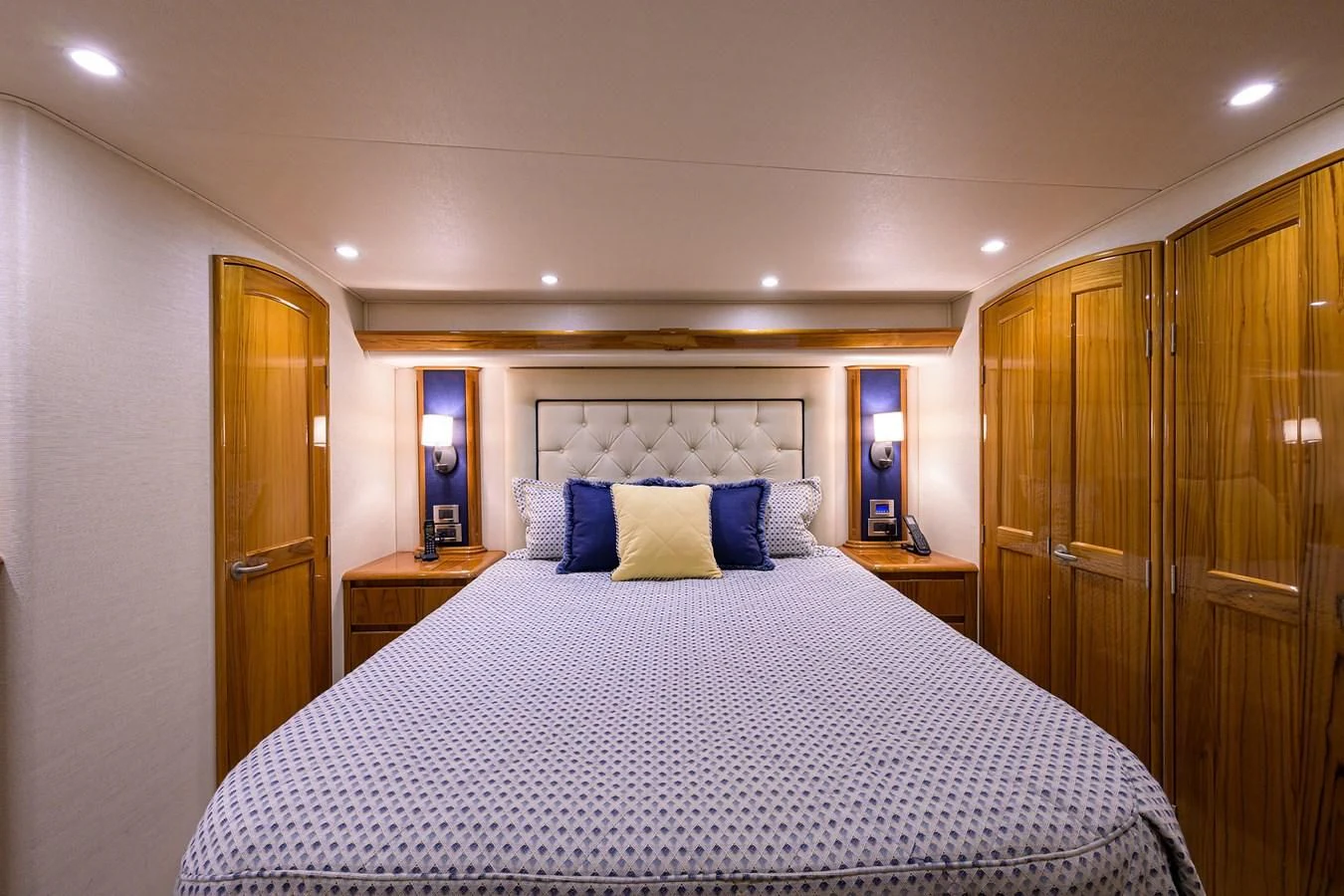 a bed in a hotel room aboard TORO Yacht for Sale