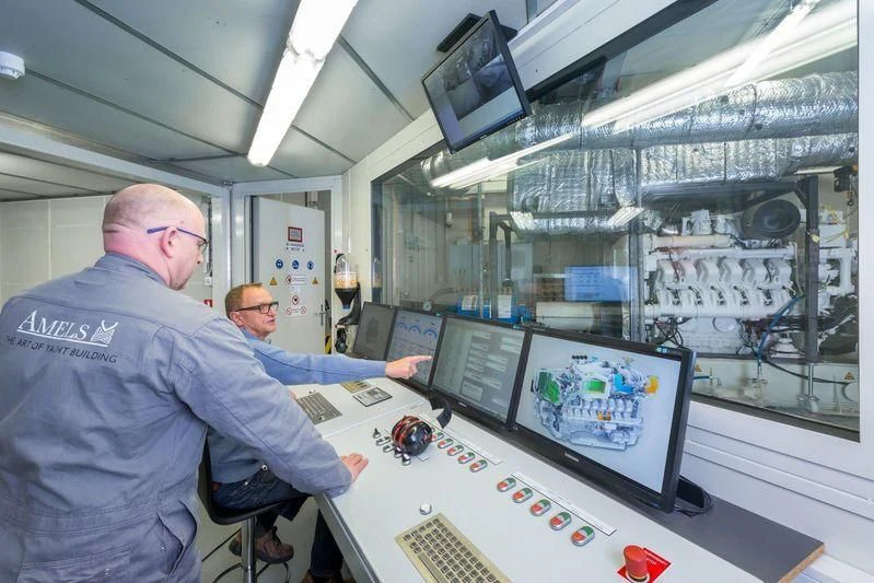 men in a control room aboard VOLPINI 2 Yacht for Sale