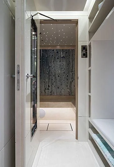 a hallway with doors aboard VOLPINI 2 Yacht for Sale