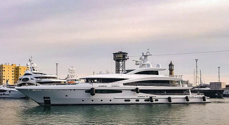 a large white boat in the water aboard VOLPINI 2 Yacht for Sale