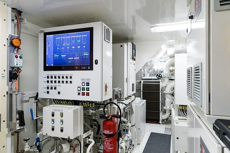 a room with machines and equipment aboard VOLPINI 2 Yacht for Sale