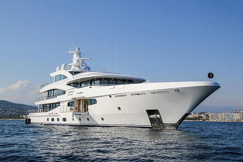 a large white yacht aboard VOLPINI 2 Yacht for Sale