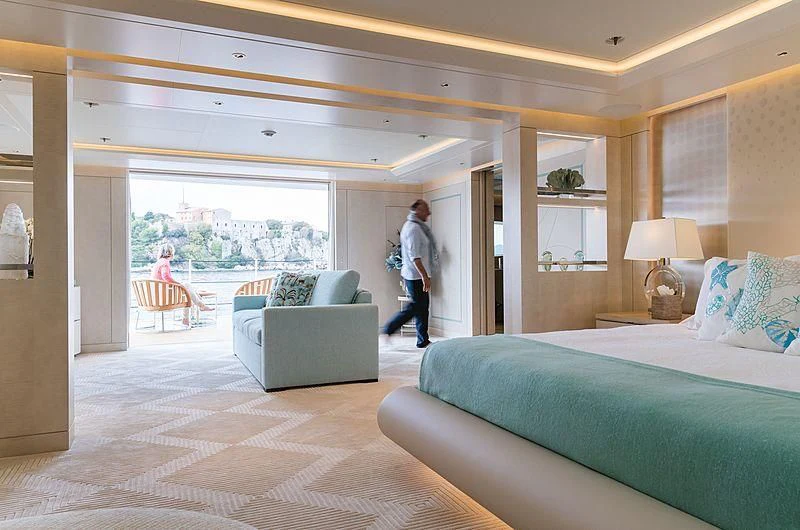 a person walking into a room aboard VOLPINI 2 Yacht for Sale