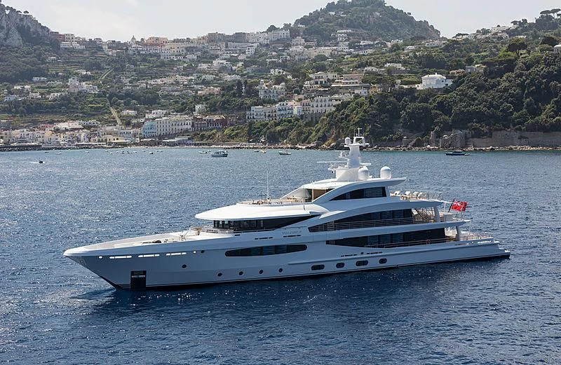 a white yacht in the water aboard VOLPINI 2 Yacht for Sale