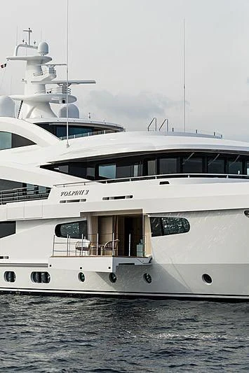 a white yacht in the water aboard VOLPINI 2 Yacht for Sale