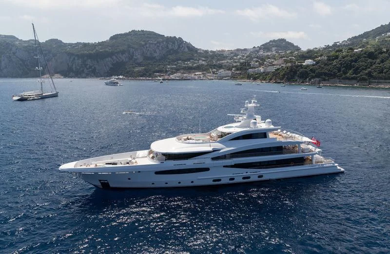 a white yacht in the water aboard VOLPINI 2 Yacht for Sale