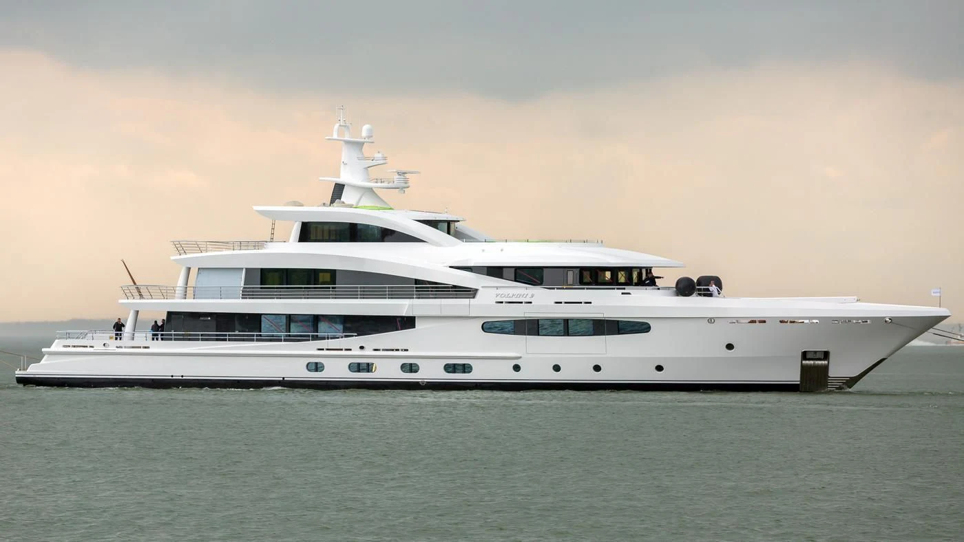 a large white yacht aboard VOLPINI 2 Yacht for Sale