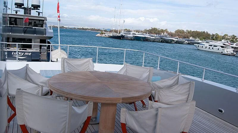 a table on a boat aboard SOFIA Y Yacht for Sale