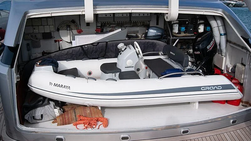 a white car with a hood aboard SOFIA Y Yacht for Sale