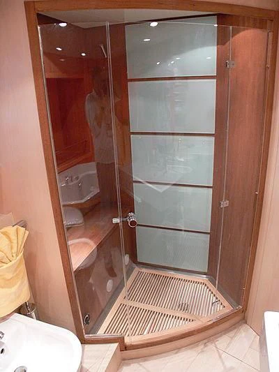 a shower unit in a bathroom aboard SOFIA Y Yacht for Sale