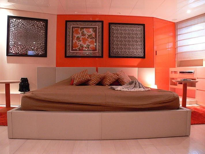 a large bed in a room aboard SOFIA Y Yacht for Sale
