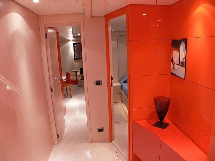 a room with a vase and a vase on a shelf aboard SOFIA Y Yacht for Sale