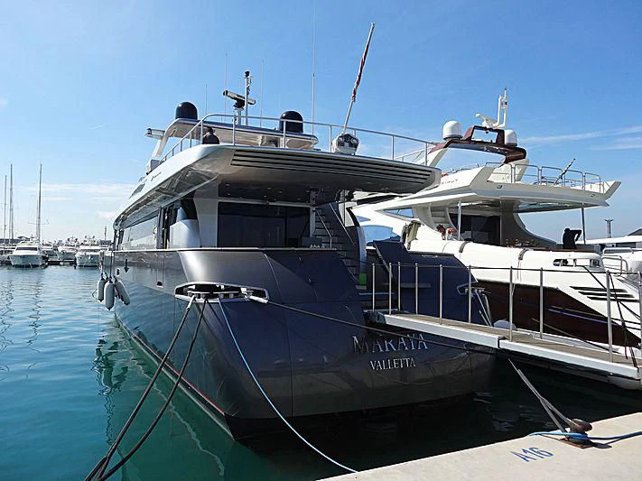 a boat docked at a pier aboard SOFIA Y Yacht for Sale