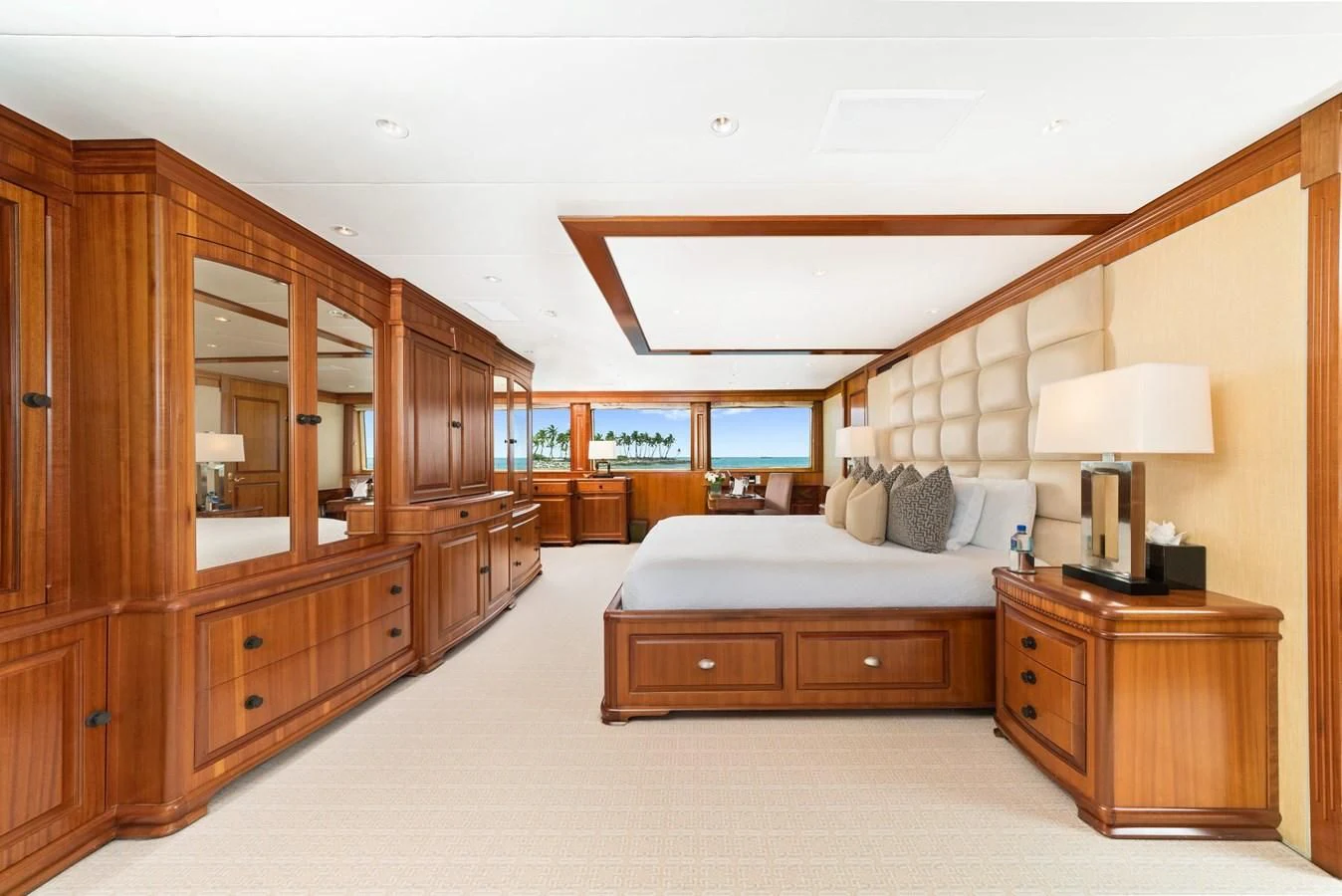 a bedroom with a large bed aboard PACKAGE DEAL Yacht for Charter