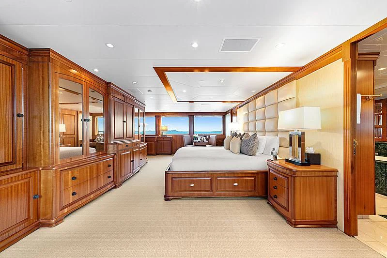 a large bedroom with a large bed aboard PACKAGE DEAL Yacht for Charter