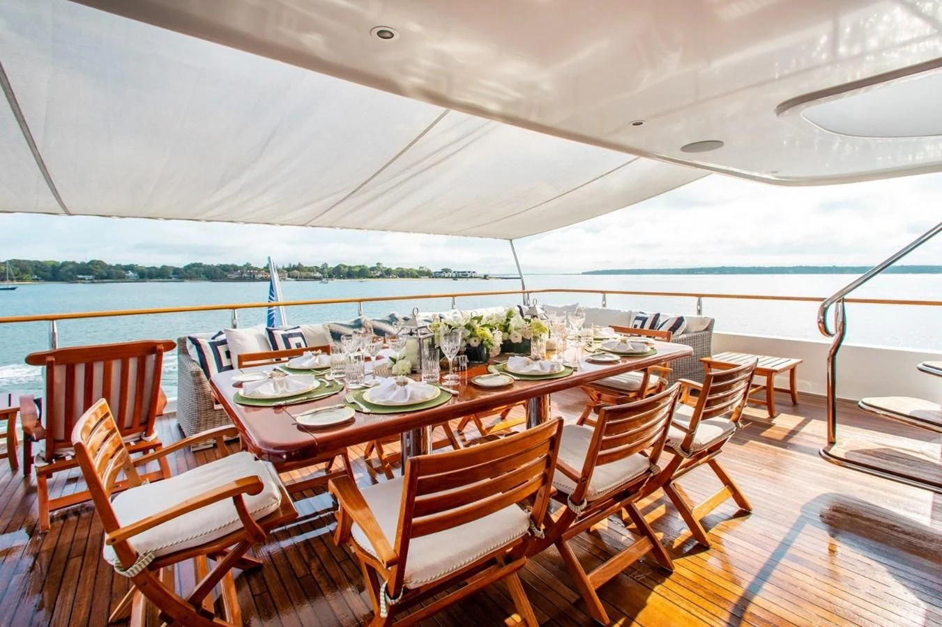 a table set for a meal aboard PACKAGE DEAL Yacht for Charter