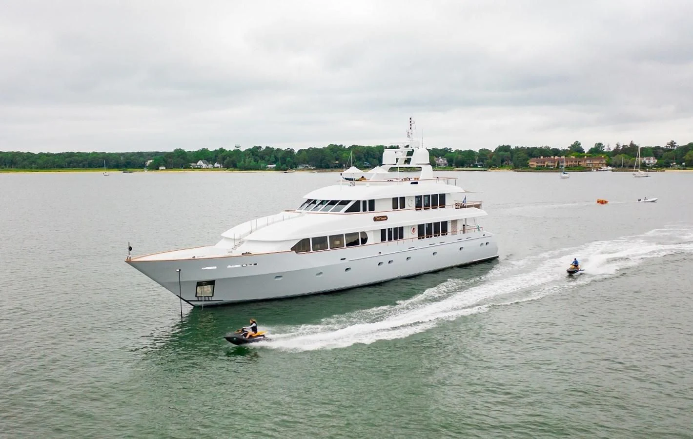 a boat on the water aboard PACKAGE DEAL Yacht for Charter