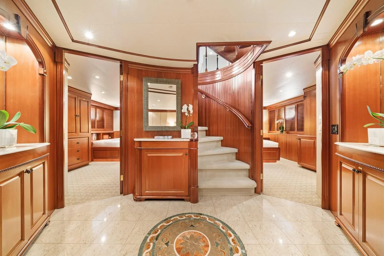 a large bathroom with a glass shower aboard PACKAGE DEAL Yacht for Charter