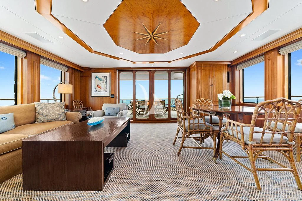 a living room with a large open floor plan aboard PACKAGE DEAL Yacht for Charter