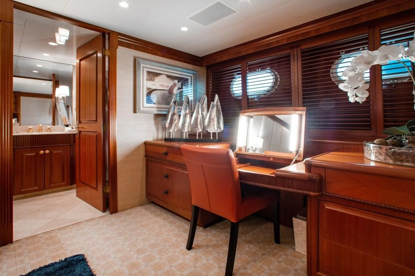 a room with a desk and a chair aboard PACKAGE DEAL Yacht for Charter