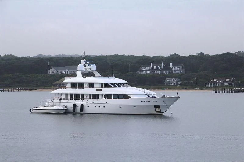 a white boat in the water aboard PACKAGE DEAL Yacht for Charter