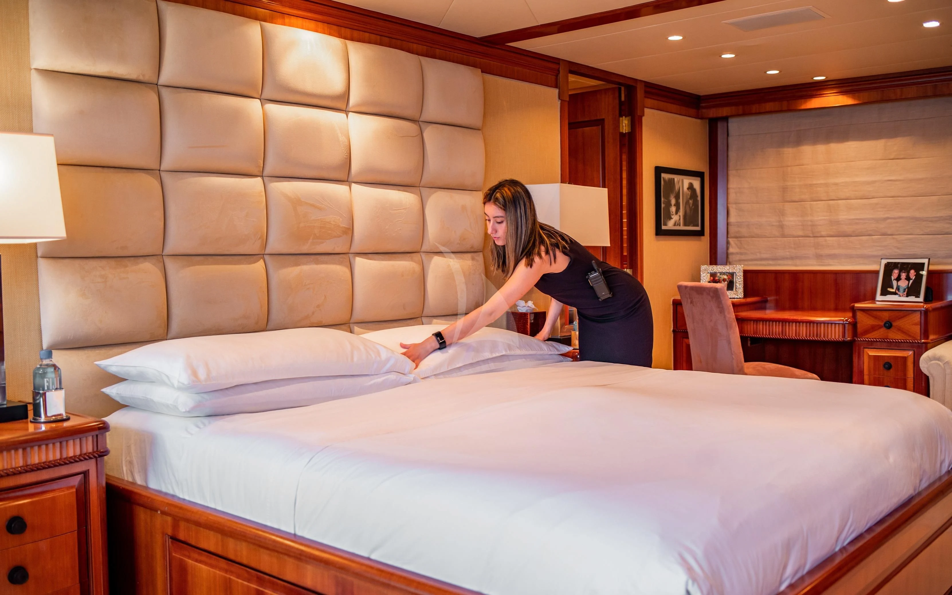 a person lying on a bed aboard PACKAGE DEAL Yacht for Charter