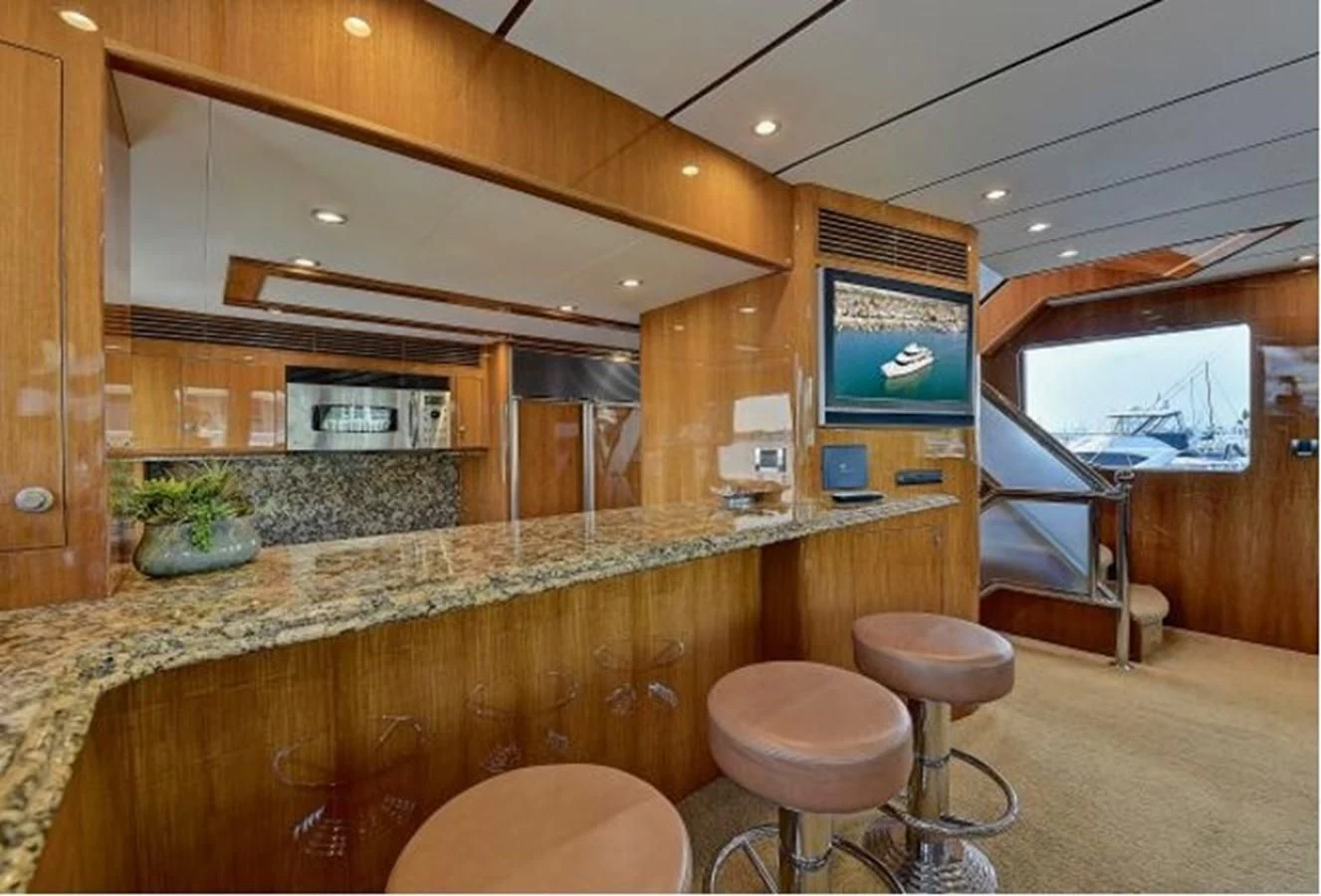 a kitchen with a countertop aboard ANACAPA Yacht for Sale