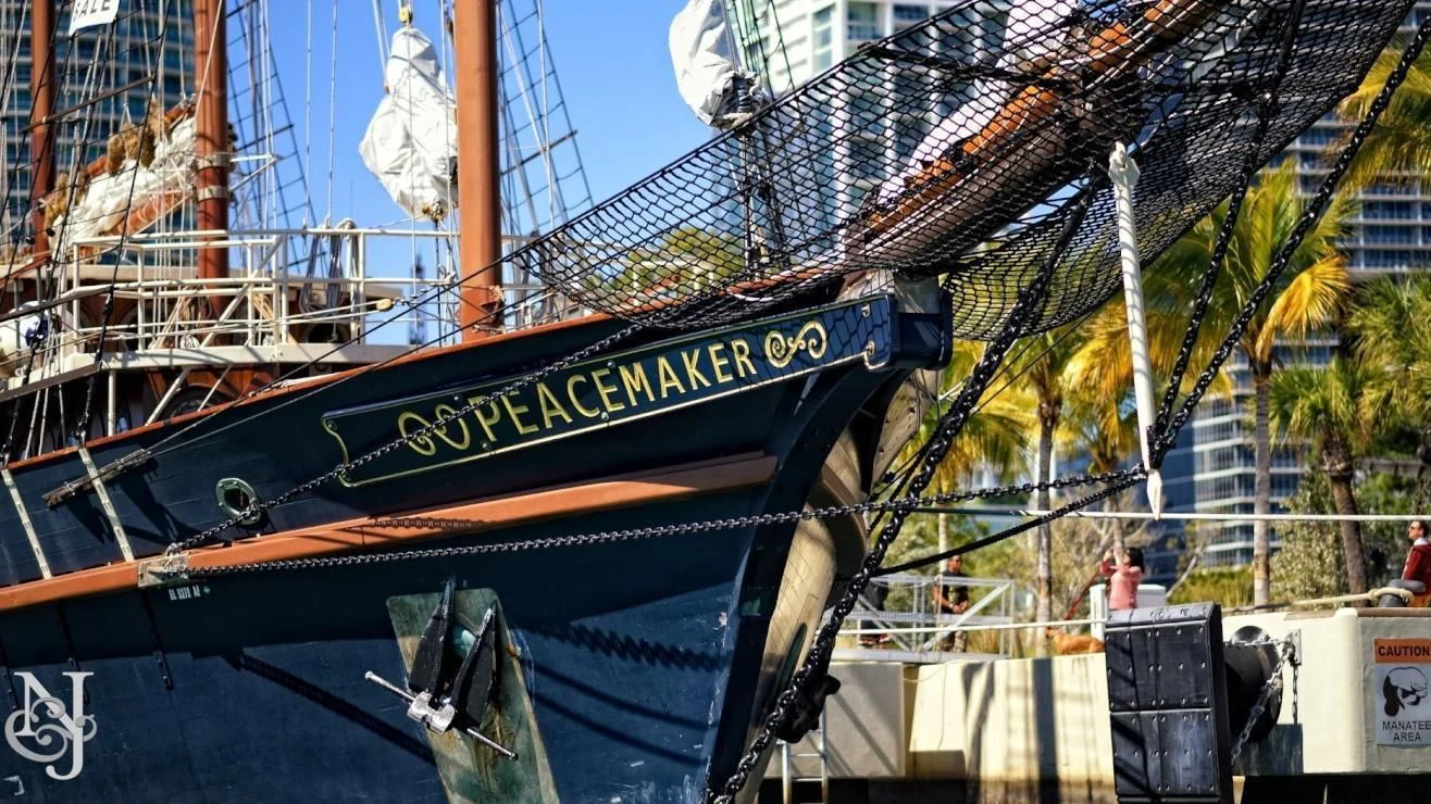 a boat in a harbor aboard PEACEMAKER Yacht for Sale