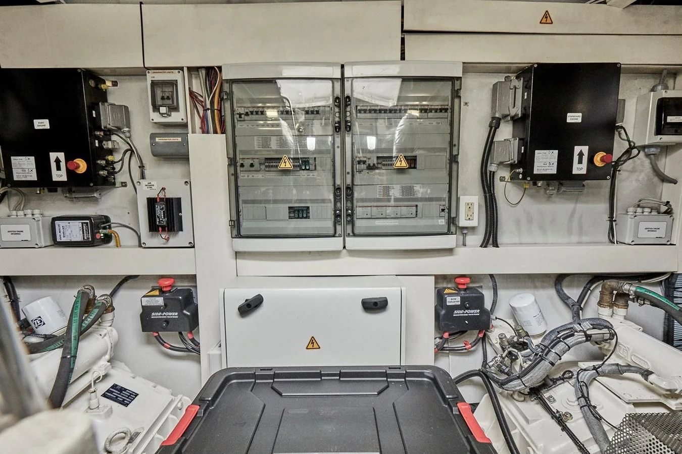 a machine with wires and electronics aboard BLACK ICE Yacht for Sale