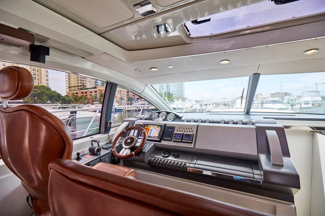 inside of a car aboard BLACK ICE Yacht for Sale