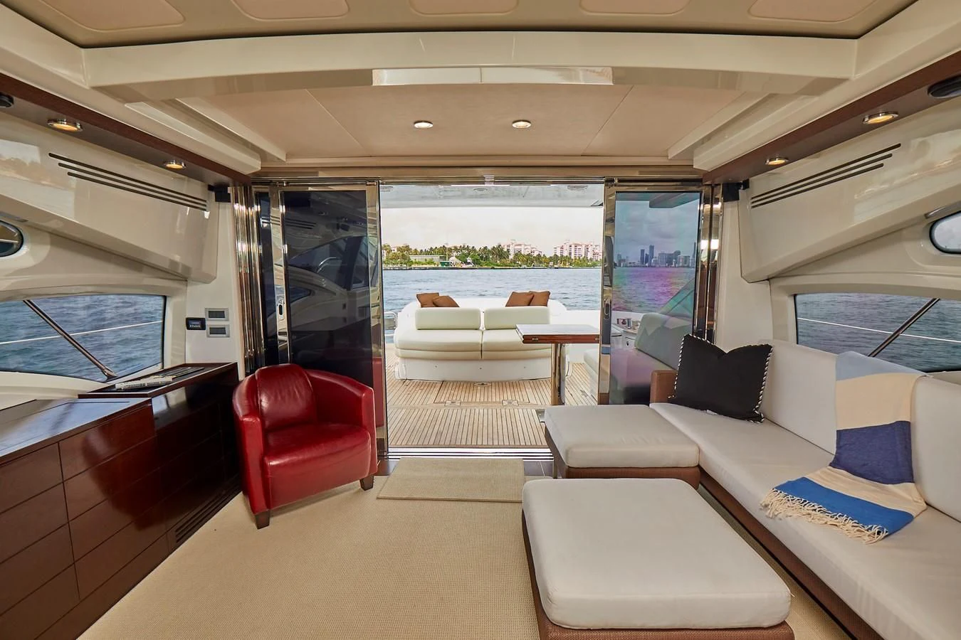 inside of a car aboard BLACK ICE Yacht for Sale