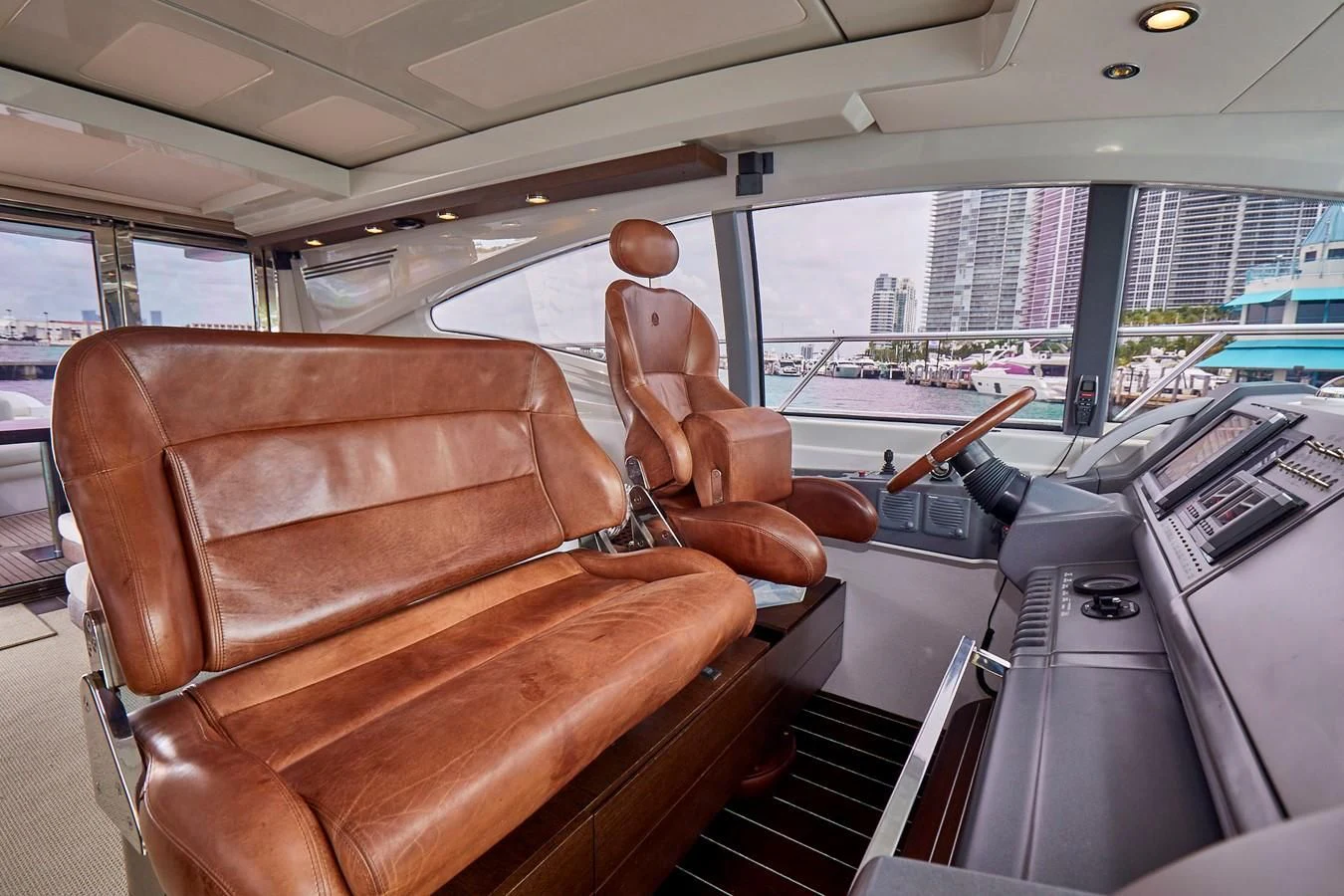 inside of a car aboard BLACK ICE Yacht for Sale