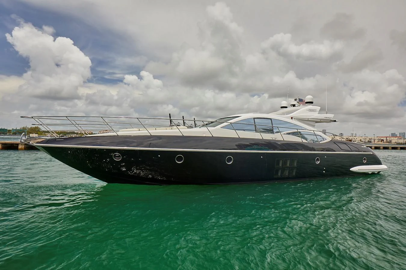 a boat in the water aboard BLACK ICE Yacht for Sale