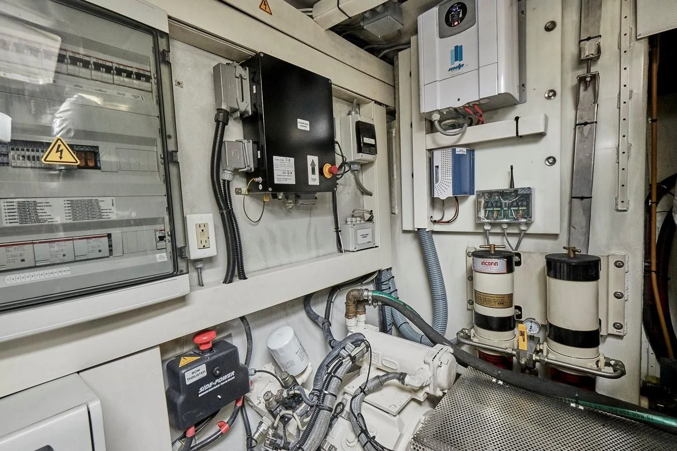 a machine with wires and switches aboard BLACK ICE Yacht for Sale
