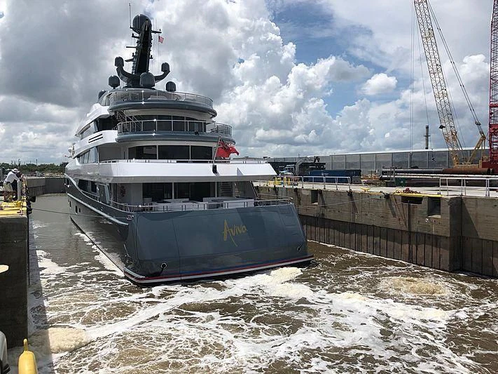 a boat on the beach aboard AVIVA Yacht for Sale