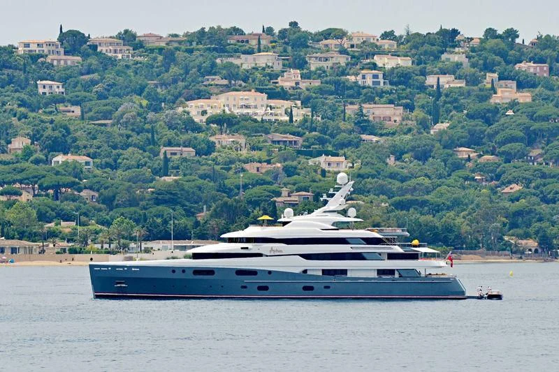a boat on the water aboard AVIVA Yacht for Sale