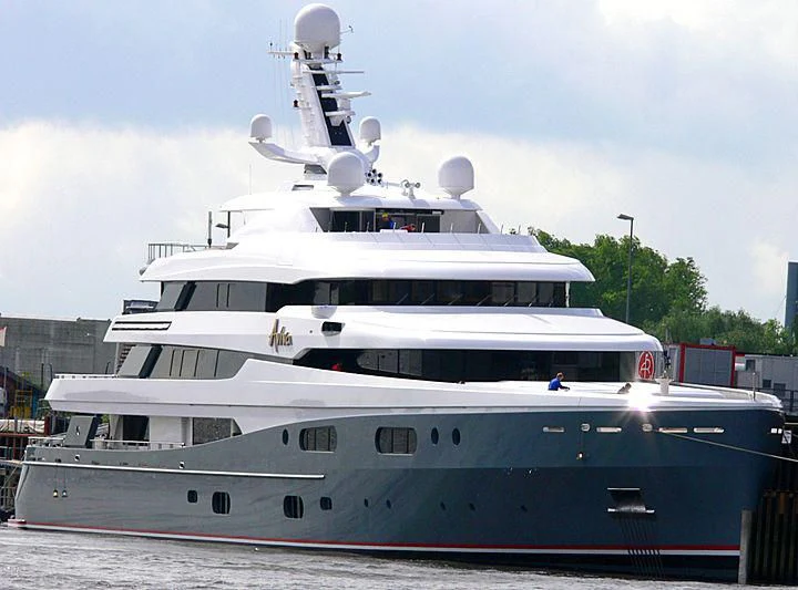 a large white boat aboard AVIVA Yacht for Sale